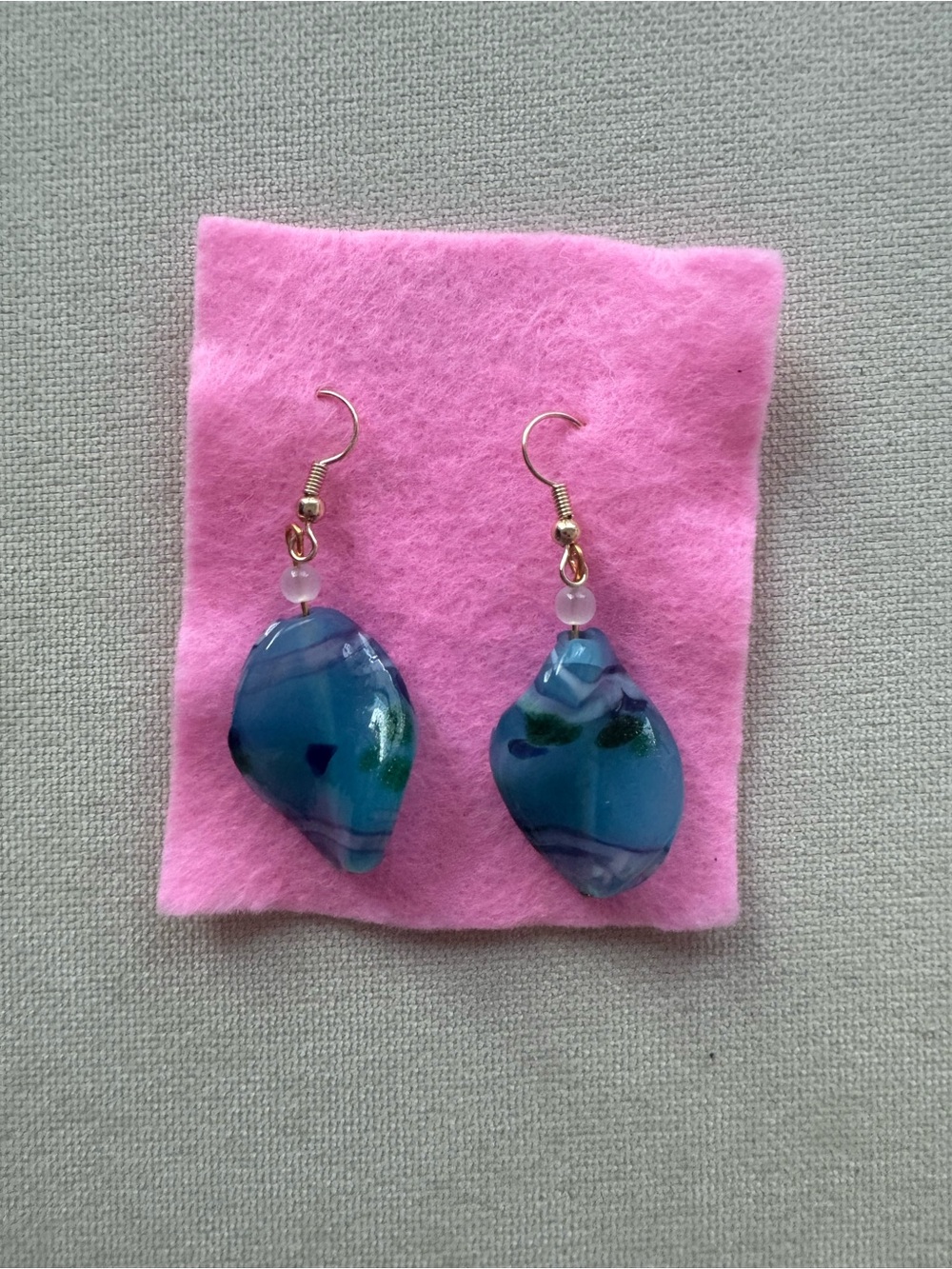 Blue Glass Handcrafted Earrings - Unbranded